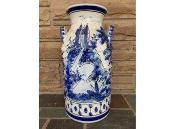 Vintage Ceramic Milk Can Blue & White - Made In Spain 1122