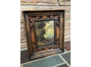 Deep Frame Oil On Canvas Painting Signed