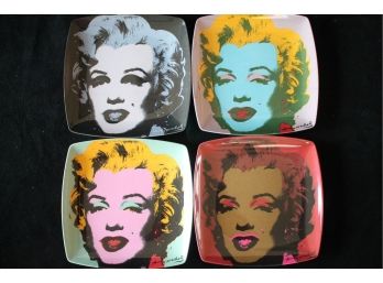 Out Of Production Set Of 4 ANDY WARHOL Melamine MARILYN PLATES In The Box