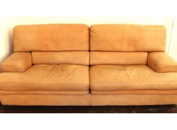 Fantastic ROCHE-BOBOIS Leather PARIS II TEATRO Straight Arm Sofa With Side Pockets & Removable Pillows