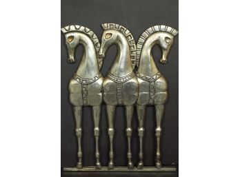 Iconic & Rare 1950's FREDERICK WEINBERG 'Three Horses' Vintage Plaster On Metal Wall Sculpture Hanging