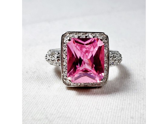 New Beautiful Pink Stone Sterling Silver Ring