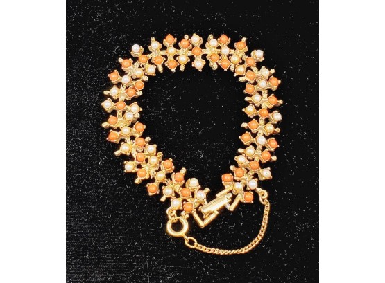 Vintage Coral Stone Ornate Bracelet