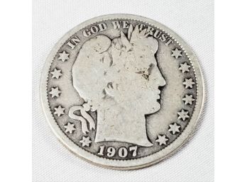 1907-d Barber Silver Half Dollar
