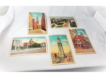 Antique Postcards  5 Different Boston Historical Scenes(perfect Condition)
