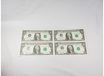 4 Uncut $1 Bills 1995