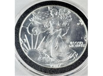 1987 American Silver Eagle In Snap Case