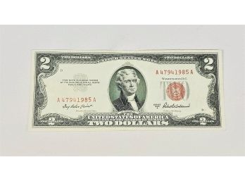 1953 $2 Red Seal Bill Crispy (great Bill)