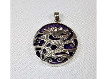 Sterling Silver And Purple Stone Dragon Pendant