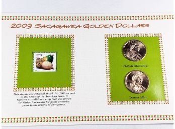 2009 Sacagawea Golden Dollars Coin / Stamp Set And History