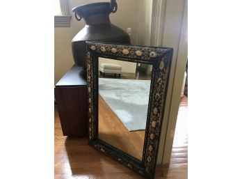 Vintage Wooden Mirror With Painted Distressed Look