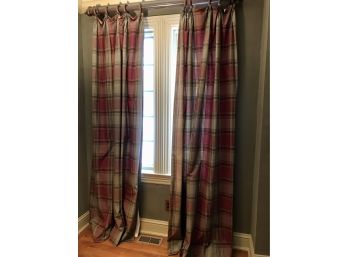 Pair Of Custom Made Plaid Drapes With Rods #1