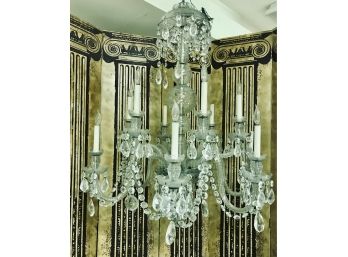 Exceptional Large 12 Arm 2 Tier Crystal Chandelier $11,000 Purchase Price