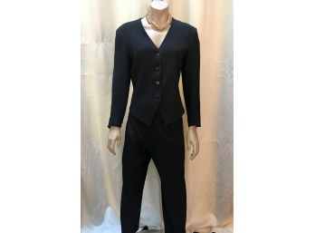 Made  In Italy Bergdorf Goodman Black Wool Suit