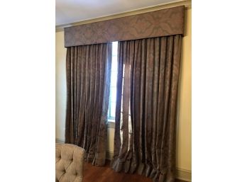 Custom Made Drapes And Valance Brocade Of Taupe And Peachy Silver