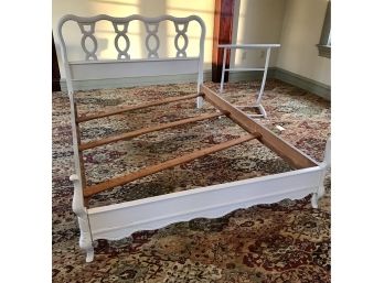 Full Size Bed And Wooden Blanket Holder