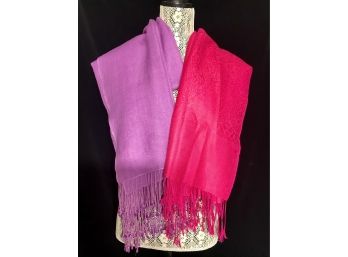 Pair Of  Fine Quality Pashmina Vibrant Colored Shawls