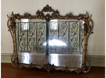 Antique Gilt Framed Mirror With Swan Accents