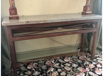 Custom Made Marble Top And Steele Base Console Table