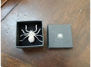 Beautiful Silver Spider Brooch - New In Box  Not Sterling