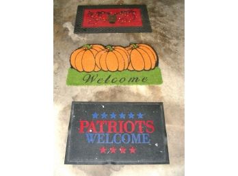 Lot Of 3 Door Mats: Christmas, Halloween, Patriots