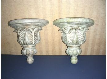 Pair Of Acanthus Decorated Wall Shelves