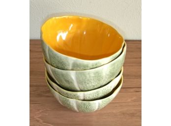 Set Of 4 Ceramic Cantaloupe Bowls