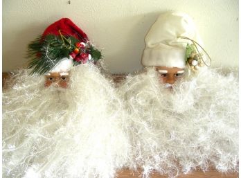 Two Santa Head Ornaments 7'
