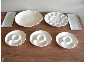 Lot Of 7 Pieces Of White Ceramic Dinnerware: Apilco And Shafford