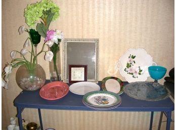 3 Smithsonian Botanic Stoneware Plates, Other Platters And Decorative Items