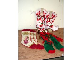 Three Sets Of Christmas Stockings Including Cowboy Boots NWT