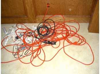 Lot: Extension Cords And Cables - Orange Is Approx 100 Ft