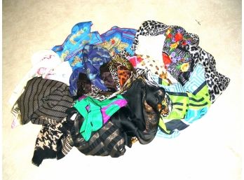 Lot Of 16 Square And Rectangular Scarves