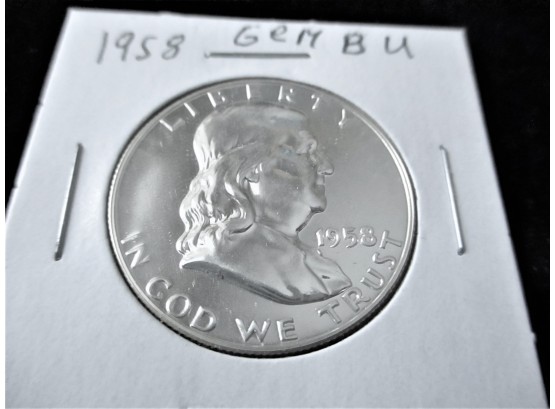 1958 P U.S. Franklin Silver Half Dollar