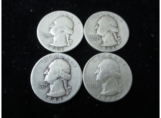 4 - 1944 P U.S. Washington Silver Quarters, 90 Silver, Lot 3