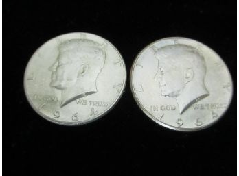 1964 P U.S Kennedy Silver Half Dollars, 2 Coins, Lot 4