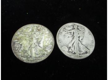 1945 D, 1946 P U.S Walking Liberty Silver Half Dollars, 2 Coins