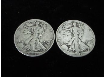 1941 P, 1943 P U.S Walking Liberty Silver Half Dollars, 2 Coins