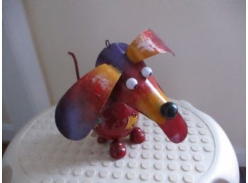 Metal Tin Dog Vibrant Colors Candle Tea Light Holder