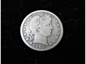 1904 O U.S. Barber Silver Quarter