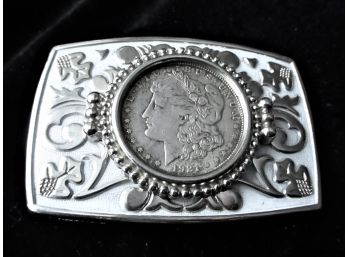 Belt Buckle With 1921 U.S. Morgan Silver Dollar