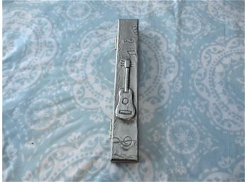 Guitar Metal Stamped Pen Case Cover With Cross Chrome Pen, Rare Set!