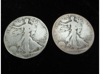 2 - 1943 P U.S Walking Liberty Silver Dollars, 2 Coins, Lot 2