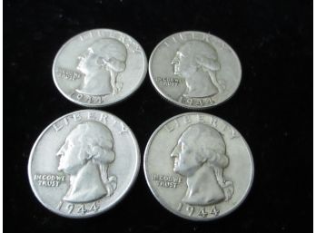 4 - 1944 P U.S. Washington Silver Quarters