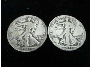 2 - 1943 P U.S Walking Liberty Silver Half Dollars, 2 Coins