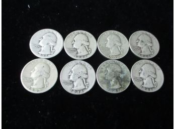 8 - U.S. Washington Silver Quarters, 1941-1948 Set