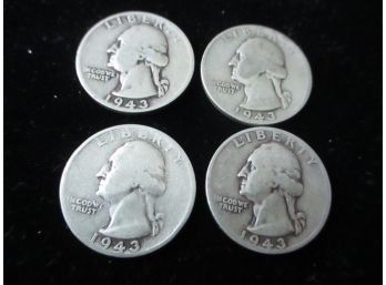4 - 1943 S U.S. Washington Silver Quarters