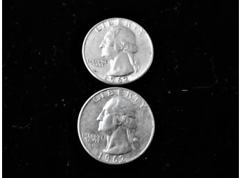 1962 P & D U.S. Washington Silver Quarter Set Of 2 Coins