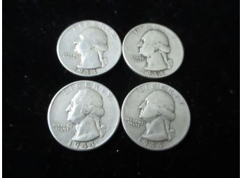 4 - 1944 P U.S. Washington Silver Quarters, Lot 2