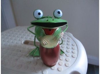 Metal Tin Frog Vibrant Colors Candle Tea Light Holder